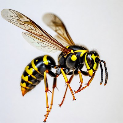 Yellow Jacket Wasp on White Background