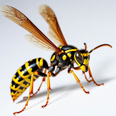 Yellow Jacket Wasp on White Background
