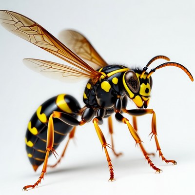 Yellow Jacket Wasp on White Background