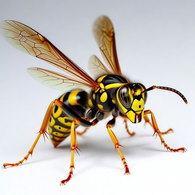 Yellow Jacket Wasp on White Background
