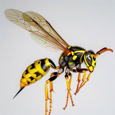 Yellow Jacket Wasp on White Background