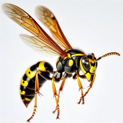 Yellow Jacket Wasp on White Background