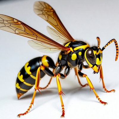 Yellow Jacket Wasp on White Background