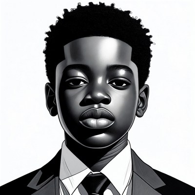African-American boy in suit portrait