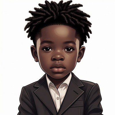 African boy in suit illustration