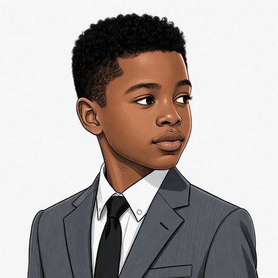 African-American boy in suit profile