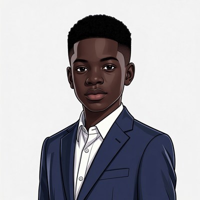 African-American boy in suit illustration