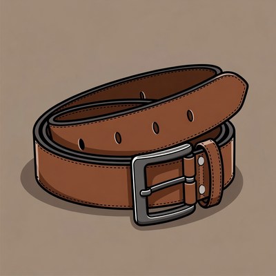 Brown leather belt with buckle