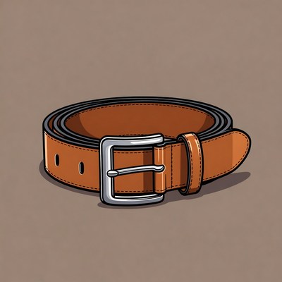 Brown leather belt with silver buckle