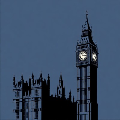 Big Ben silhouette at night