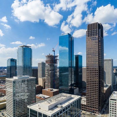 Modern Skyscrapers with Construction Crane