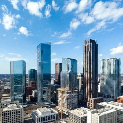 Modern Skyscrapers with Construction Crane