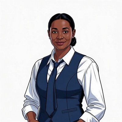 African-American woman in suit and tie