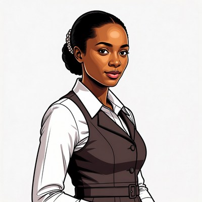 African-American woman in vest and shirt