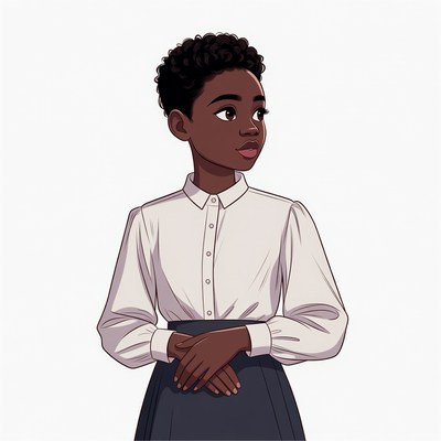 African-American girl in white blouse