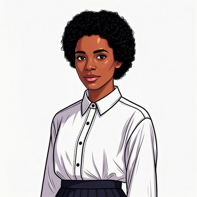 African-American woman in white shirt