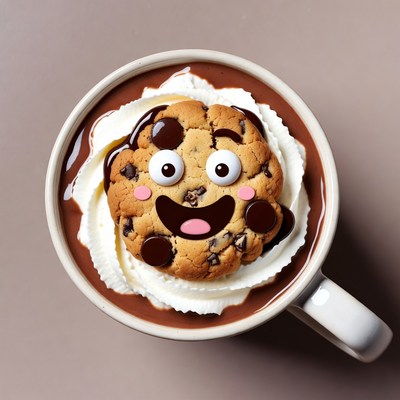 Cartoon Cookie on Hot Chocolate