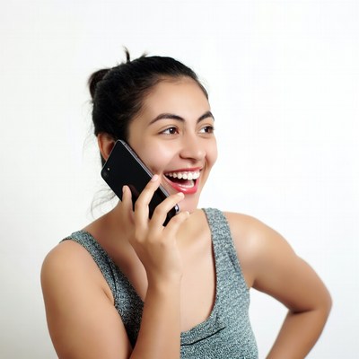 Young woman laughing on phone