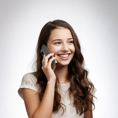 Young woman talking on iPhone