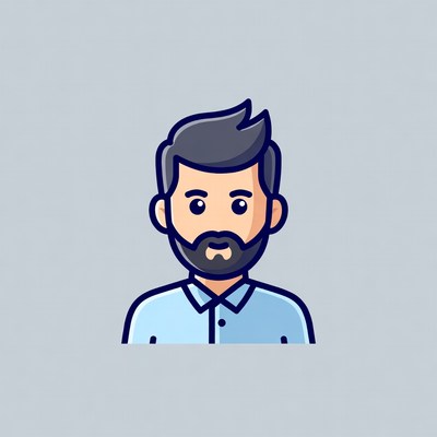 Bearded man in blue shirt illustration