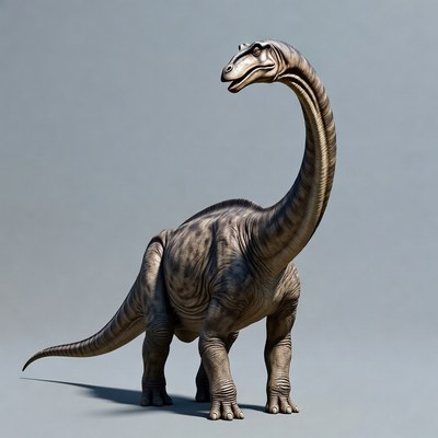 Diplodocus Dinosaur Standing on Gray Background