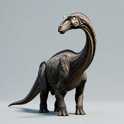 Brontosaurus Dinosaur on Gray Background