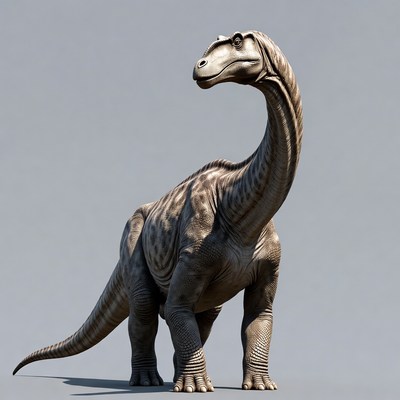 Brontosaurus standing on gray background
