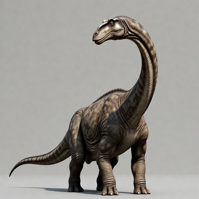 Brontosaurus standing on gray background