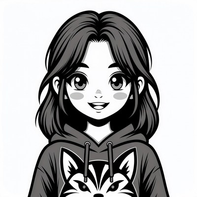 Anime girl in wolf hoodie