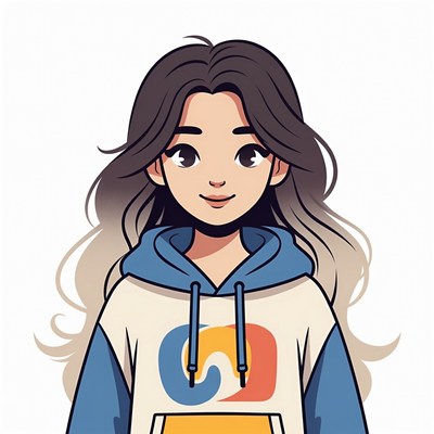 Anime girl in colorful hoodie