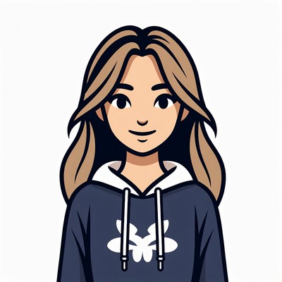 Smiling woman in navy hoodie
