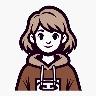 Anime girl in hoodie smiling