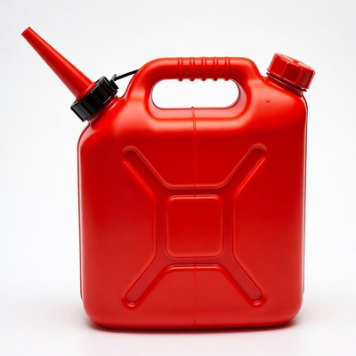 Red plastic gas can
