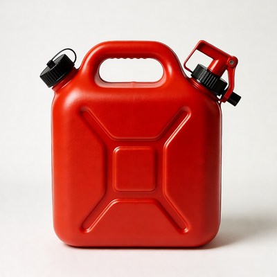 Red plastic gas can
