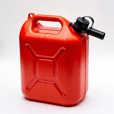 Red plastic gas can
