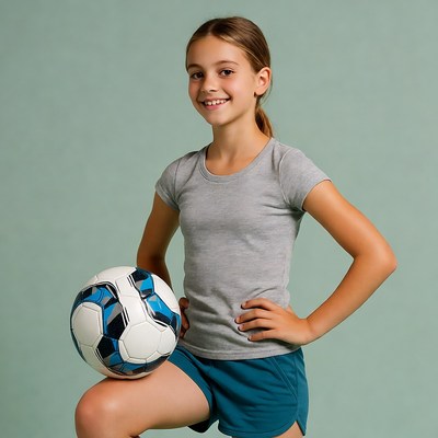 Girl holding soccer ball