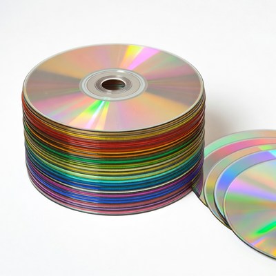 Stack of colorful CDs isolated