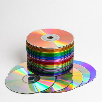 Stack of colorful CDs