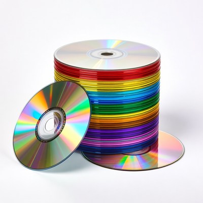 Stack of colorful CDs