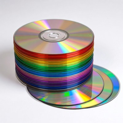 Stack of colorful CDs