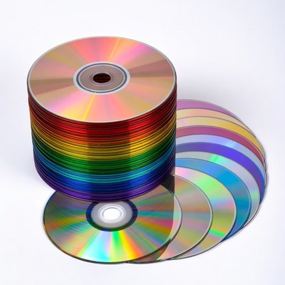 Stack of colorful CDs