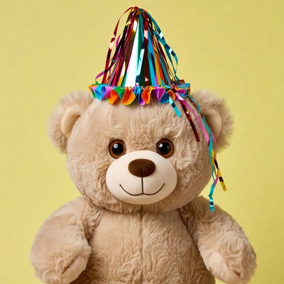 Teddy bear wearing party hat