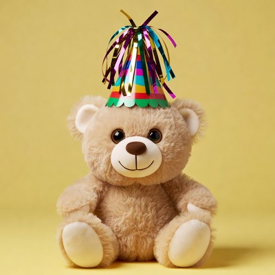 Teddy bear wearing party hat