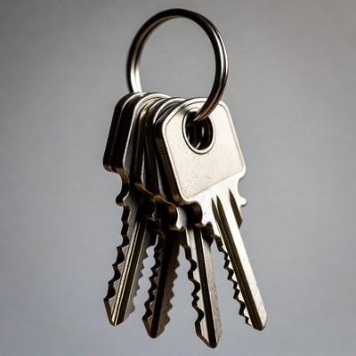 Silver keys on keyring