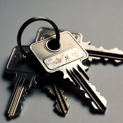 Metal keys on keyring