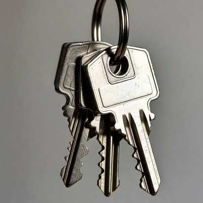 Silver keys on keyring