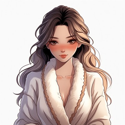 Beautiful Asian woman in white robe