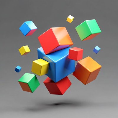 Colorful 3D Floating Cubes