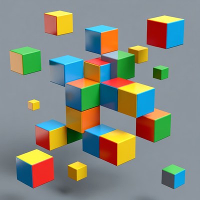Colorful 3D Floating Cubes