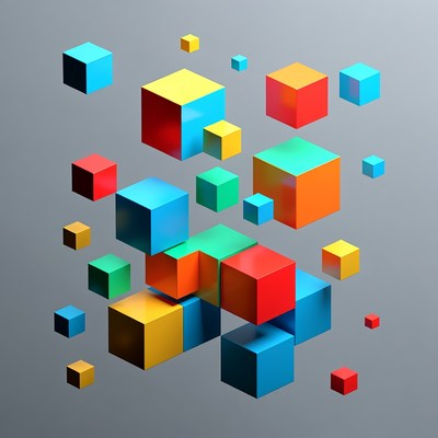 Colorful 3D Floating Cubes